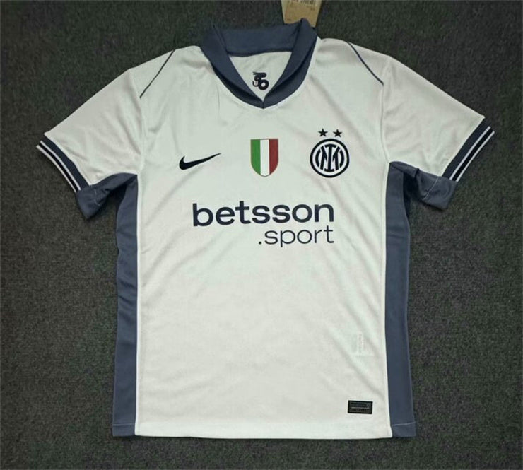 Officiële Inter Milan Uit Shirt 2024/2025 - Vit med Grijze Detaljer